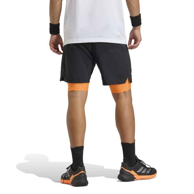 Adidas Club 2 in 1 Black Orange Shorts