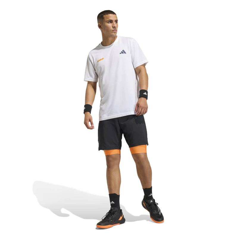 Adidas Club 2 in 1 Black Orange Shorts