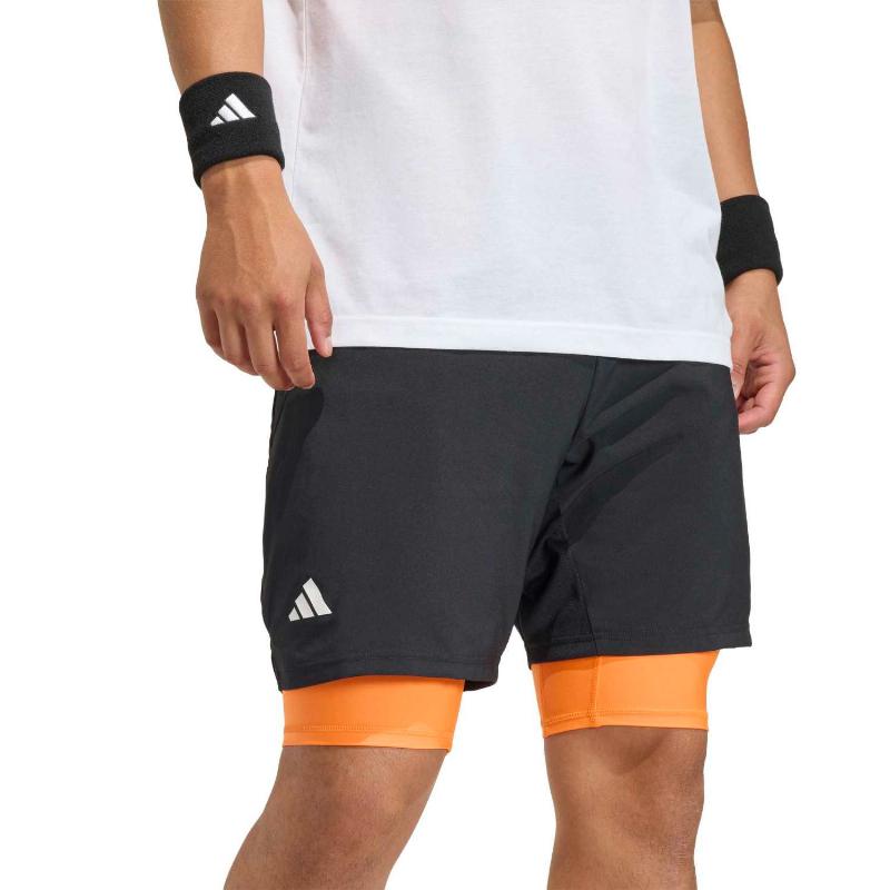 Adidas Club 2 in 1 Black Orange Shorts