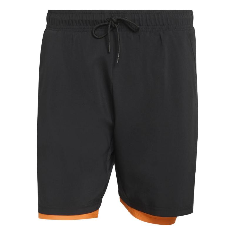 Adidas Club 2 in 1 Black Orange Shorts